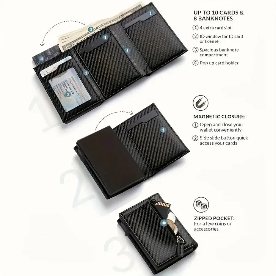 Men's Wallet with Zipper Coin Purse Credit Card