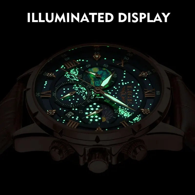 Top Luxury Brand Men Genuine Leather Sports Watche