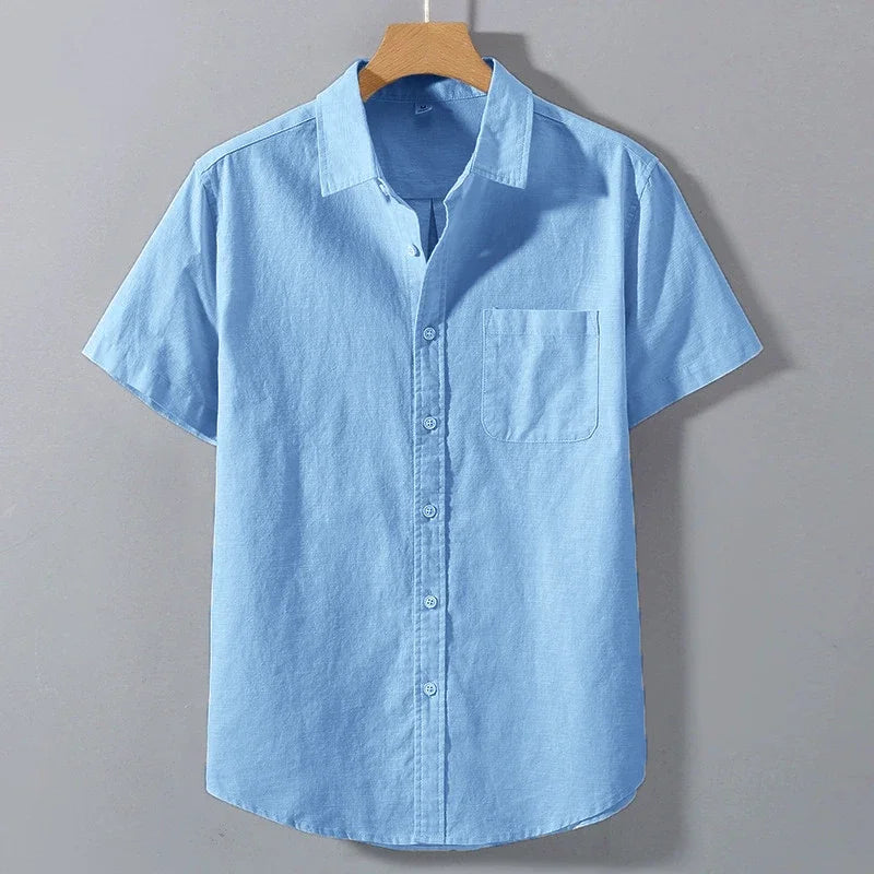 Men's summer short-sleeved solid color lapel oversized T-shirt,