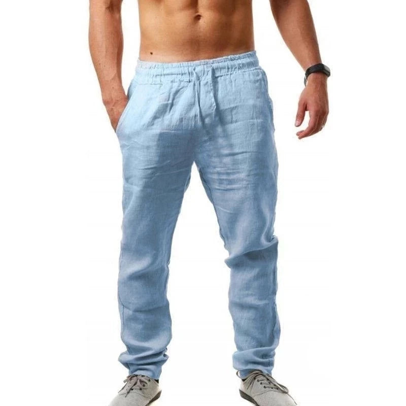 Men's Cotton Linen Pants Male Trousers Fitness Streetwear S-3XL