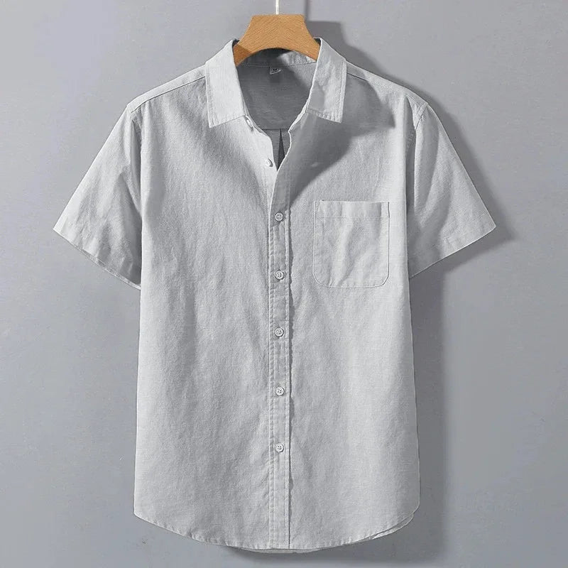 Men's summer short-sleeved solid color lapel oversized T-shirt,