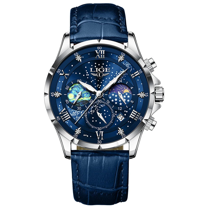 Top Luxury Brand Men Genuine Leather Sports Watche