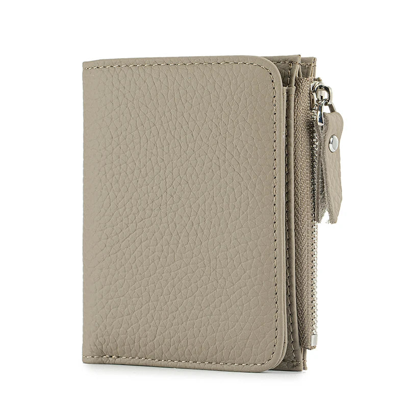 Genuine Leather Slim Short Wallet Credit Card Holder money clip wallet Zipper Coin pocket