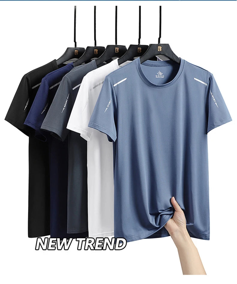 CHRLCK Men's Running Quick Drying T-shirts Outdoor Sports Short Shirt Summer