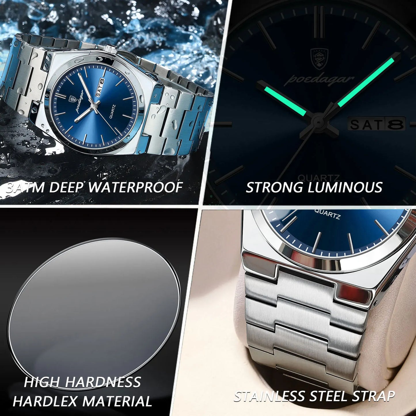 Luxury Watches For Men Stainless Steel Waterproof Luminous Man Watch