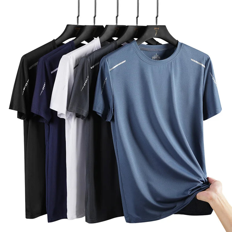 CHRLCK Men's Running Quick Drying T-shirts  Outdoor Sports Short Shirt Summer