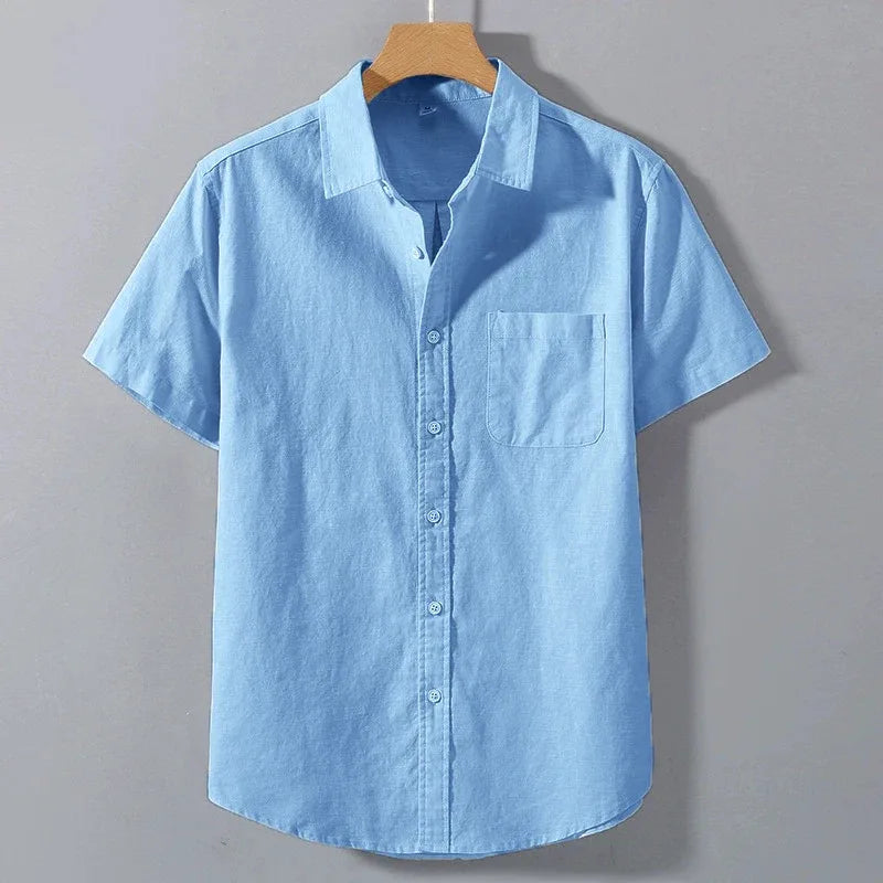 Men's summer short-sleeved solid color lapel oversized T-shirt,