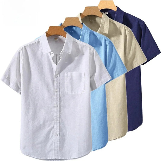 Men's summer short-sleeved solid color lapel oversized T-shirt,