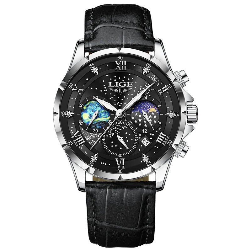 Top Luxury Brand Men Genuine Leather Sports Watche