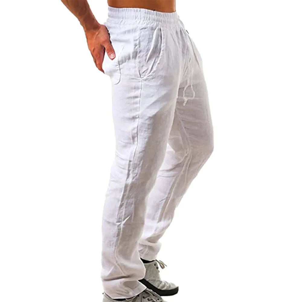 Men's Cotton Linen Pants Male  Trousers Fitness Streetwear S-3XL