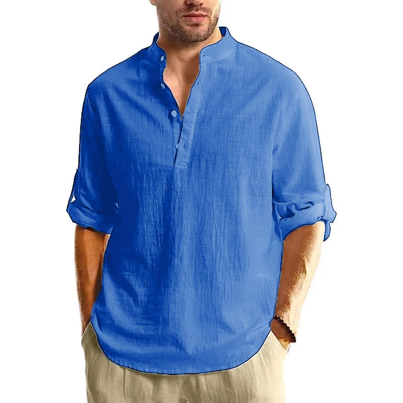 New Long Sleeve Henley Shirt Men Cotton Lightweight T-Shirts Men