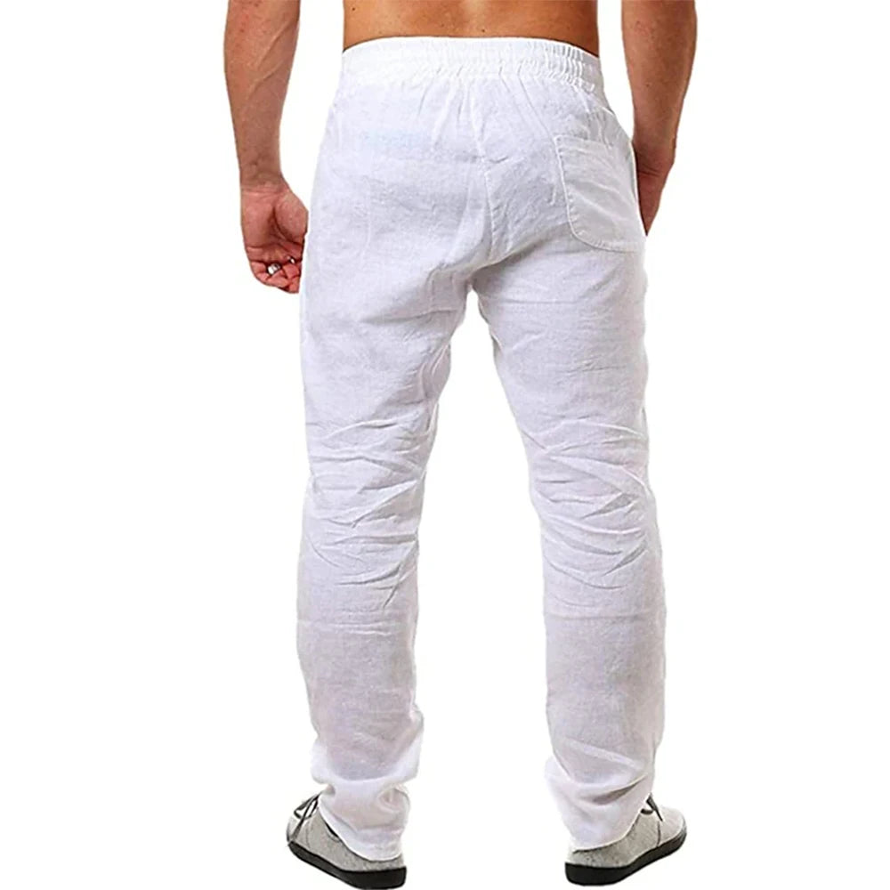 Men's Cotton Linen Pants Male  Trousers Fitness Streetwear S-3XL
