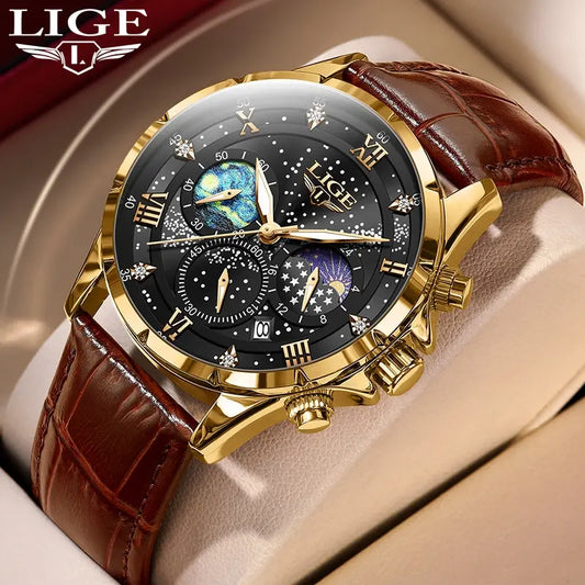 Top Luxury Brand Men Genuine Leather Sports Watche