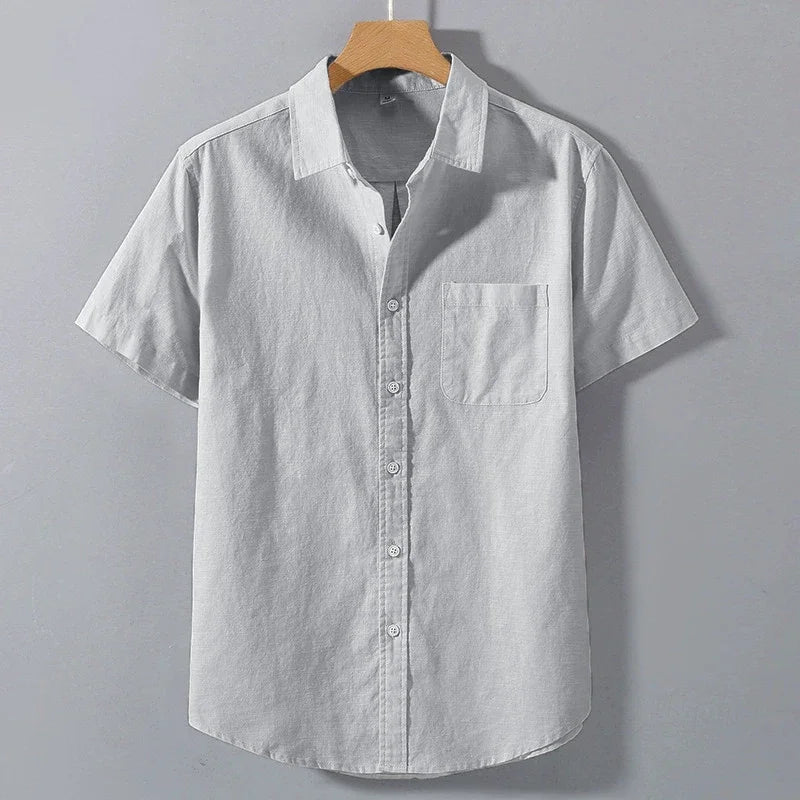 Men's summer short-sleeved solid color lapel oversized T-shirt,