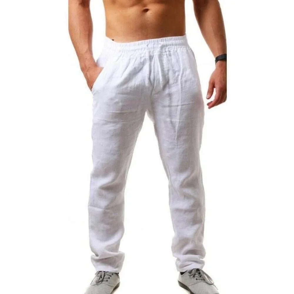 Men's Cotton Linen Pants Male  Trousers Fitness Streetwear S-3XL