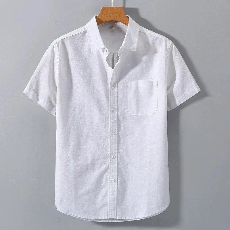Men's summer short-sleeved solid color lapel oversized T-shirt,