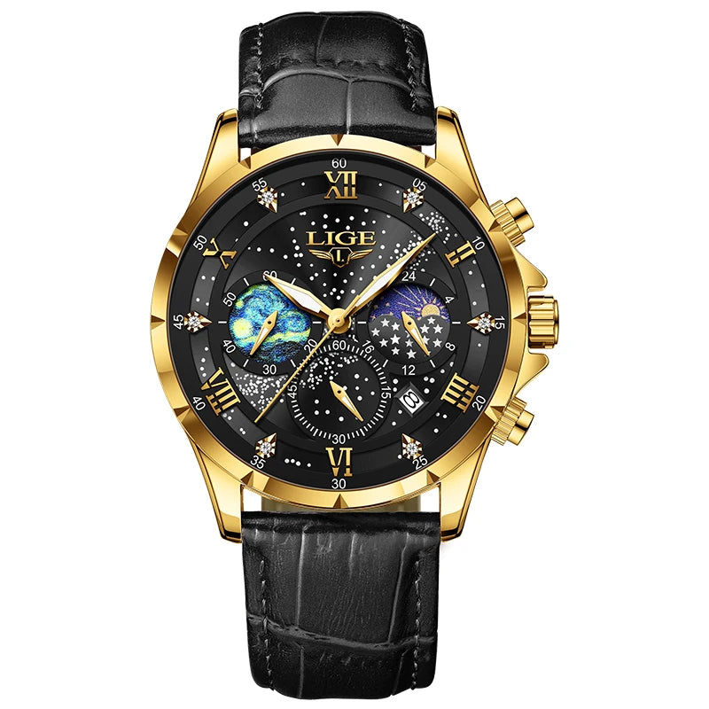 Top Luxury Brand Men Genuine Leather Sports Watche