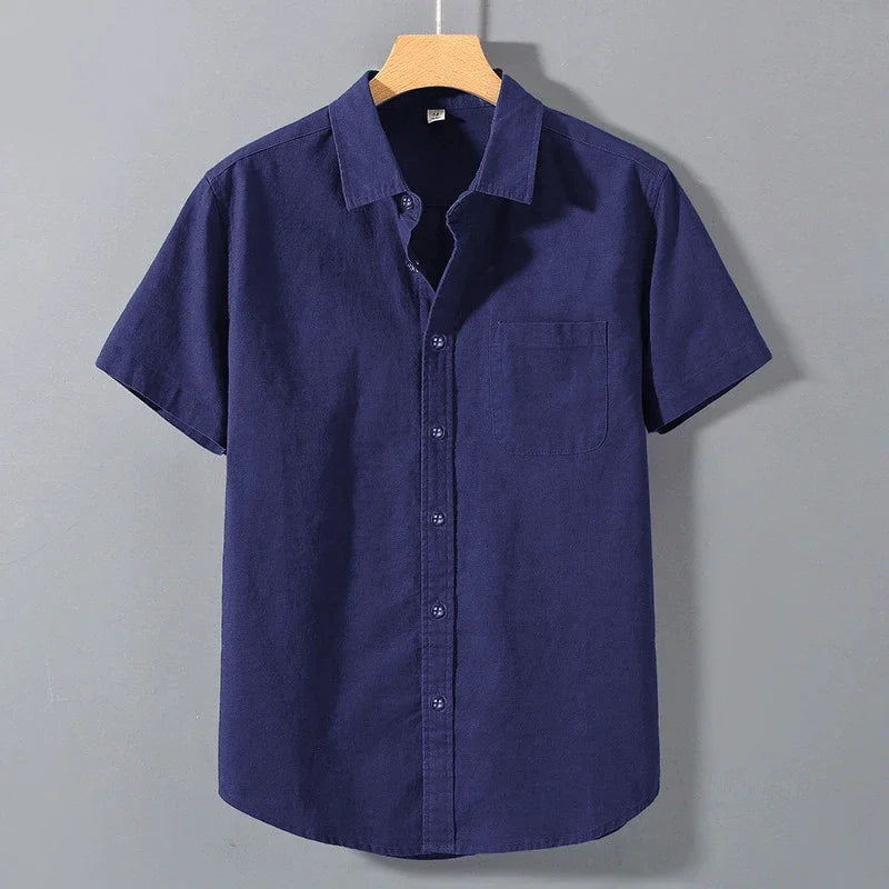 Men's summer short-sleeved solid color lapel oversized T-shirt,