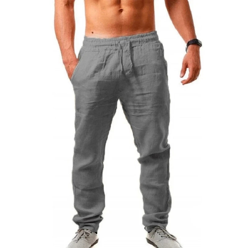 Men's Cotton Linen Pants Male  Trousers Fitness Streetwear S-3XL