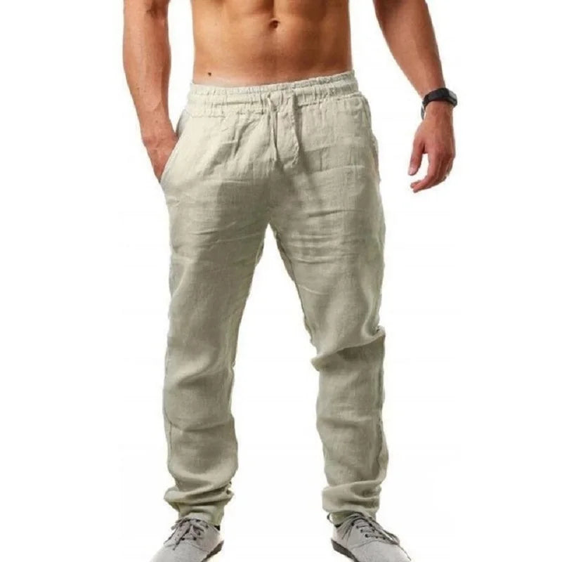 Men's Cotton Linen Pants Male  Trousers Fitness Streetwear S-3XL