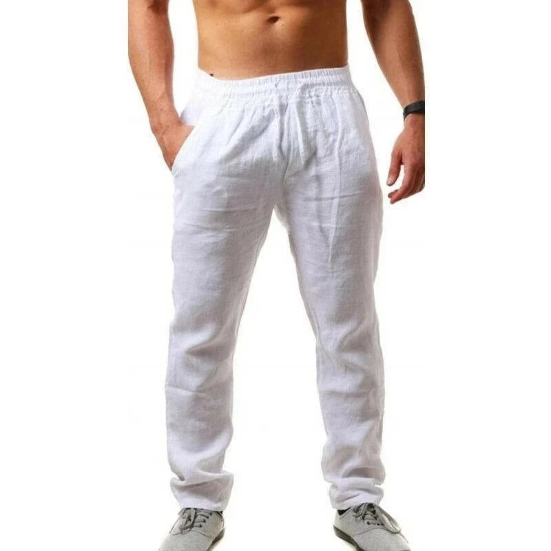 Men's Cotton Linen Pants Male  Trousers Fitness Streetwear S-3XL