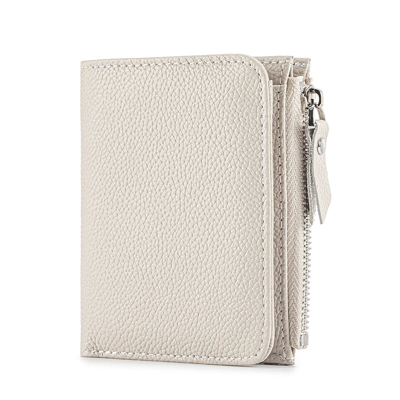 Genuine Leather Slim Short Wallet Credit Card Holder money clip wallet Zipper Coin pocket