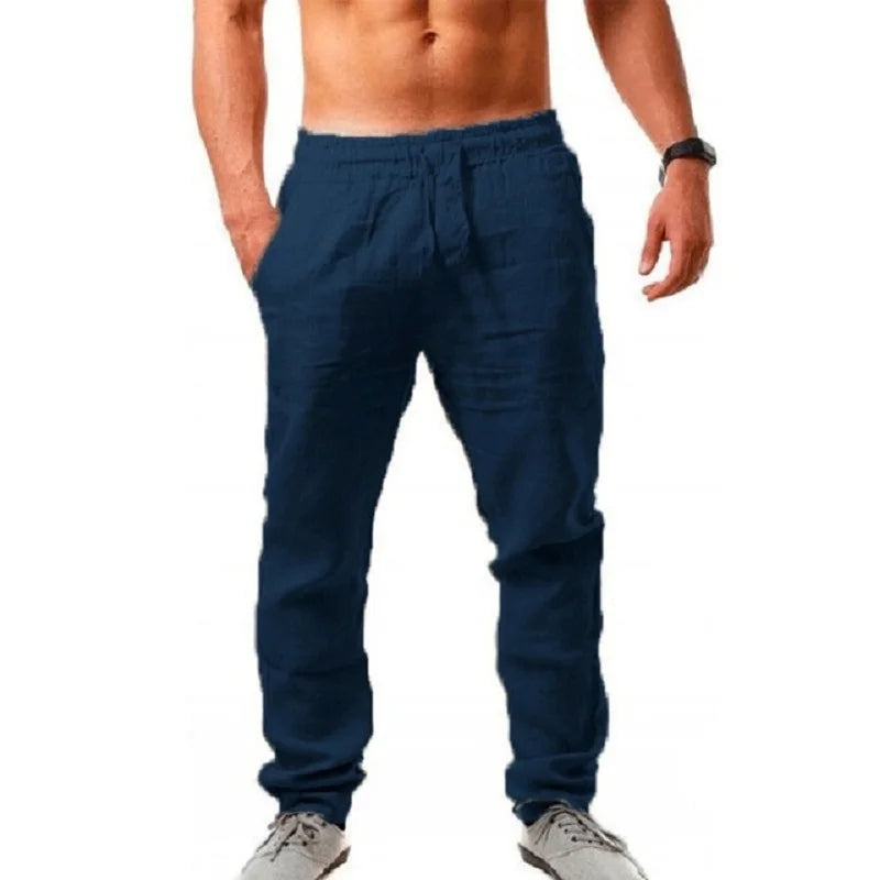 Men's Cotton Linen Pants Male  Trousers Fitness Streetwear S-3XL
